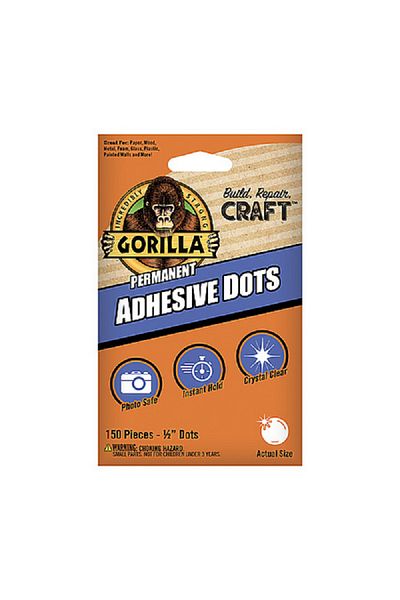 GORILLA Instant Hold Double-Sided Permanent Adhesive Dots Clear 1/2inch