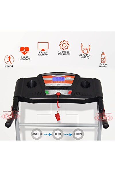 SKY LAND Running Machine EM-1222, 4HP Peak Motor, Shock Absorb Treadmill, 12 Programs, 110KG User Limit