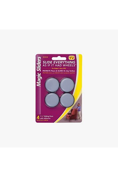 Magic Sliders 4-Piece Round Sliding Discs with Adhesive Grey