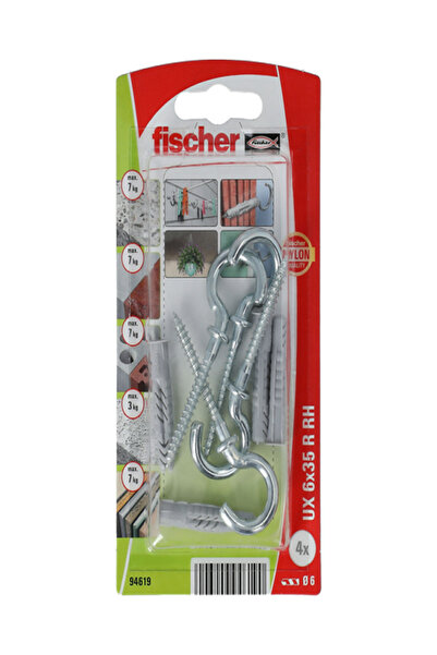 Fischer قابس UX عالمي مكون من 8 قطع مع براغي