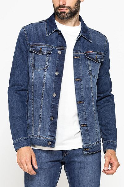Carrera Jeans JACHETĂ BĂRBĂTEASCĂ DIN DENIM MOD. TRUCKER DIN DENIM ELASTIC