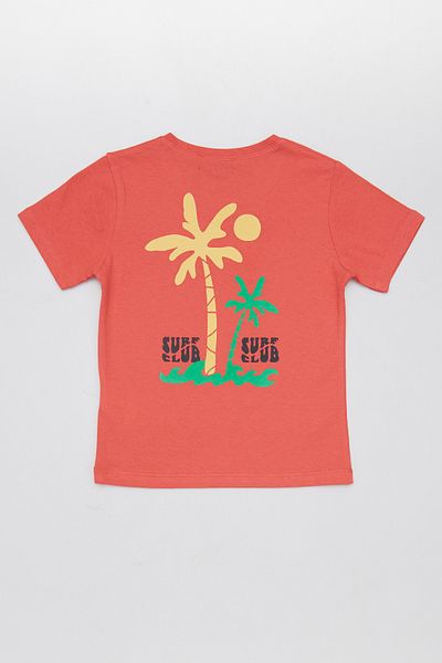 Fulla Moda 100% Cotton Surf Club Text Printed Girl's T-Shirt