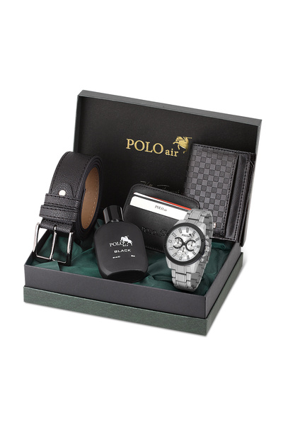 Polo Air Erkek Kol Saati Dama Desen Cüzdan Kemer Kartlık Parfüm Kombin Set Gü...