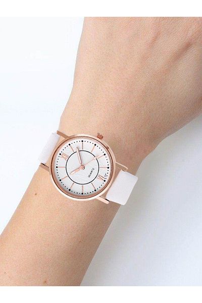 MACON Luxury Casual Leather Simple Dress Quartz Ladies Wristwatch - White