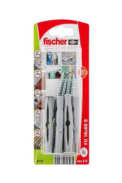 Fischer 8-Piece Universal Plug FU 10 x 60 S with Chipboard Screws