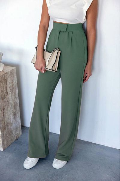 M&N Women's Velcro Palazzo High Waist Adjustable Waist Wide Leg