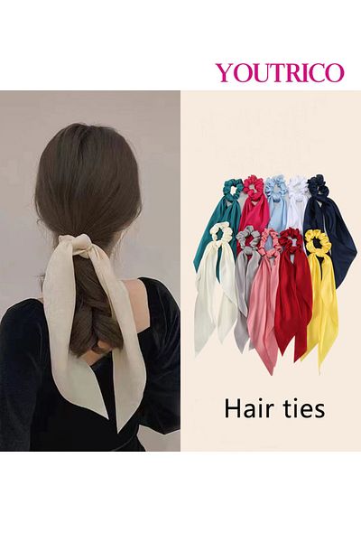 Youtrico Satin-bow, long headband with a scrunchie,hair clips,Large hair ties- Gift / Wedding /Birthday