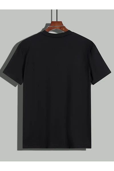 Mythologie Sun Moon T-Shirt Combed Cotton Shorts - Black Shorts T-Shirt Set Printed Oversize Crew Neck