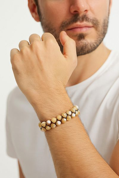 Safnaturel Igsl Certified 8 mm Double Row Macrame Natural Stone Bracelet