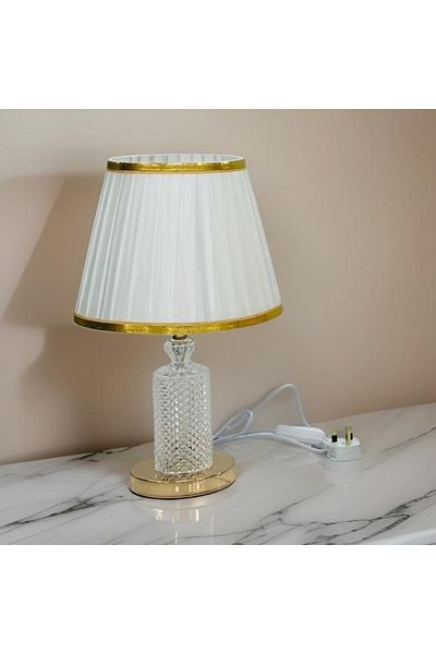 DEC10 Elegant white and gold bedside lamp