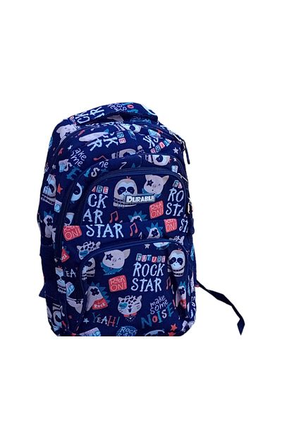 Durable School bag 4 compartments, 2 side pockets, Boys, Blue, Rock Star, 45x30x13 cm