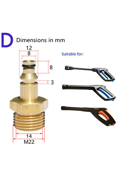 Choice3 For Nilfisk High Pressure Car Washer Hose Connector Converter M22 Thr...