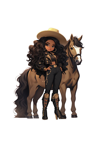 Reysa Tasarım Cool Cowgirl with Black Leather Jacket Wall Sticker