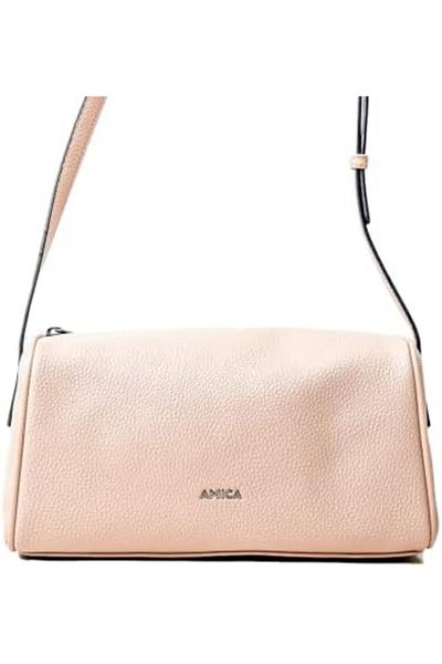 AMICA Veronica Women's Barrel Crossbody Beige Mushroom Handbag With Adjustable Strap, M
