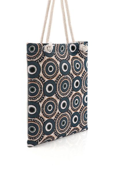 Bursa İpek Evil Eye Bead Pattern Tapestry Shoulder Bag