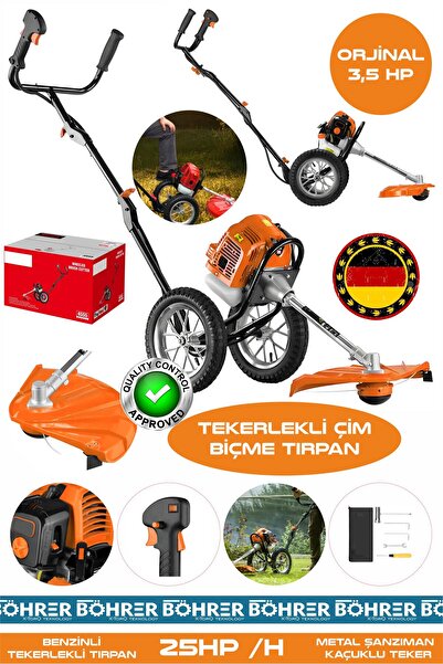 BÖHRER Alman Pro BA01075T 25Hp/H Tekerlekli Benzinli Diken Çalı Çim Biçme Tır...