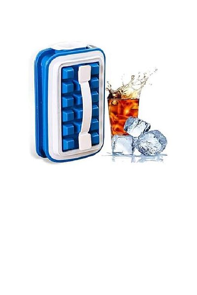 Generic 2-piece ice cube tray with lid, designed for easy filling and carrying of ice cubes without spilling