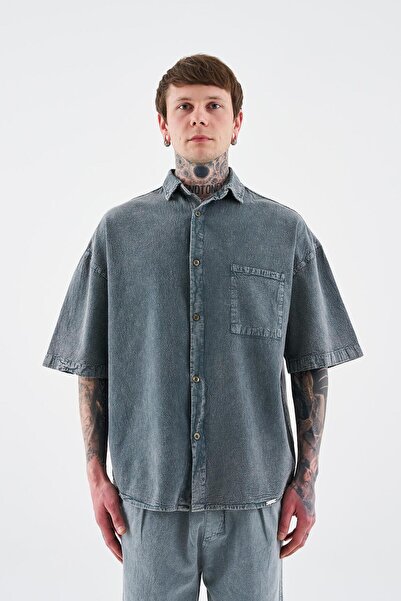 Machinist Ανδρικό πουκάμισο Basic Ghost (Ghost) που πλένεται με εφέ