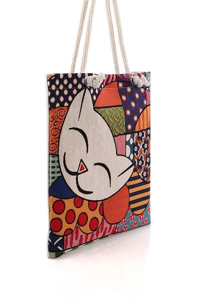 Bursa İpek Cat Pattern Tapestry Shoulder Bag