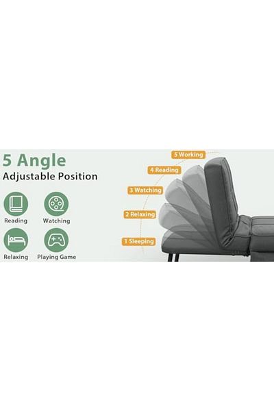 Generic Sofa Bed, 4 in 1 Multi Function Folding Ottoman Sleeper Bed, Modern Convertible Chair Adjustable Bac
