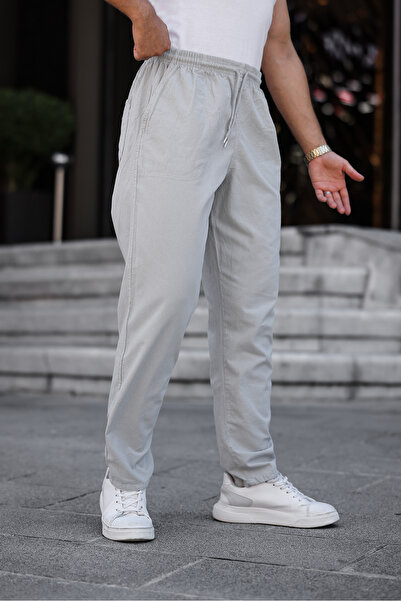 YXC Trend Maker Чоловічі зручні літні штани з суміші льону сірого кольору