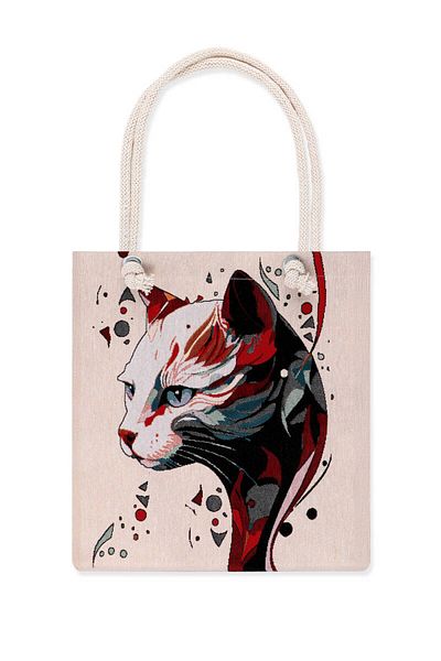 Bursa İpek Cat Pattern Tapestry Shoulder Bag