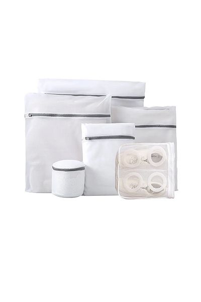 QuTek Set 6 saculeti rufe, poliester, QuTek, dimensiuni multiple, fermoar ascuns, protectie pentru haine