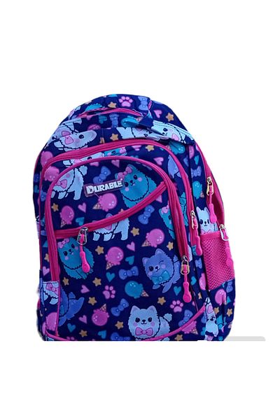 Durable School bag 4 compartments, 2 side pockets, girls, multicolor, Kittens pattern 45x30x13 cm