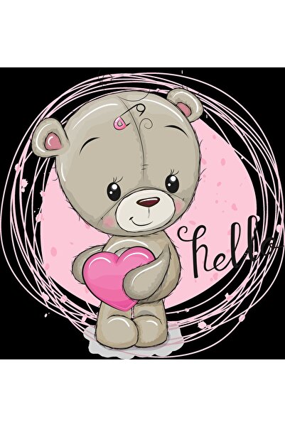 Reysa Tasarım ملصق حائط على شكل قلب "مرحبا" تيدي بير