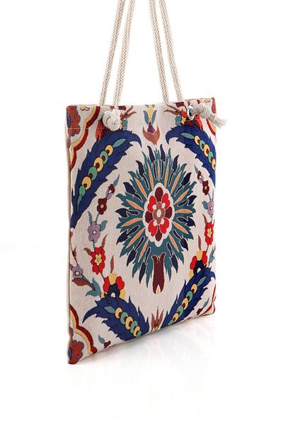 Bursa İpek Feather Pattern Tapestry Shoulder Bag