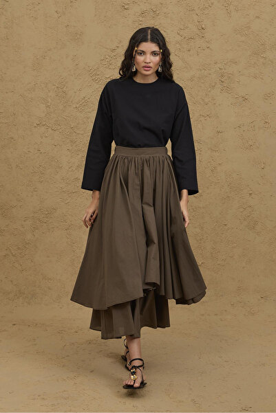 Fahhar Multi-Layer Skirt Khaki