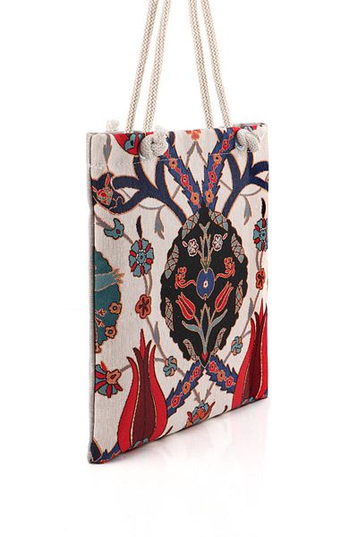 Bursa İpek Tile Tulip Pattern Tapestry Shoulder Bag
