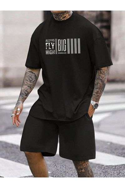 REBRAND Oversize T-Shirt Shorts Set - Printed Bottom Top Set