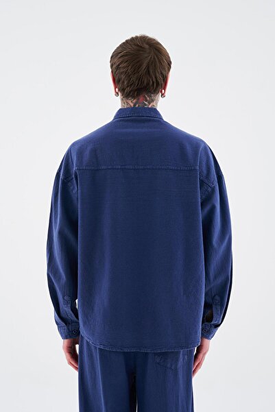 Machinist Ανδρικό πουκάμισο με μακρύ μανίκι Midnight Blue που πλένεται εύκολα