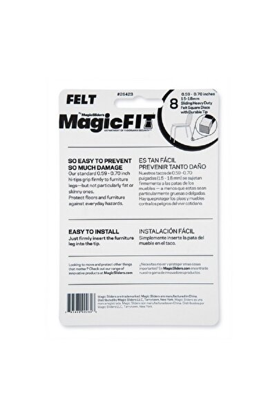 Magic Sliders Square Shape Rubber Felt Pad Set Clear