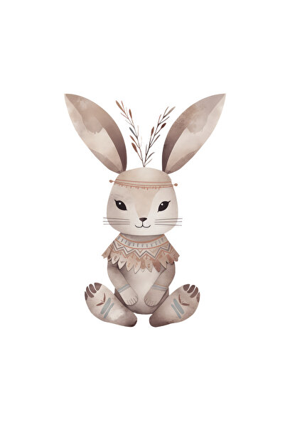 Reysa Tasarım Ethnic Patterned Long Eared Rabbit Wall Sticker