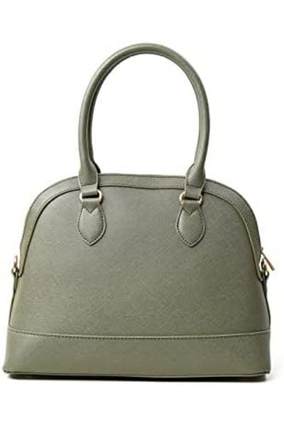 AMICA Evita Women’s Dome Shaped Satchel Green Handbag With Detachable Shoulder Strap