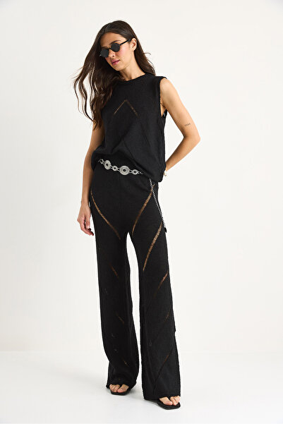 Bianco Lucci Women's Thick Strap Blouse with Loose Pants Thin Summer Knitwear Bottom-Top Set 20251013