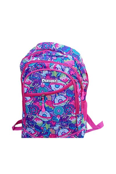 Durable School bag 4 compartments, 2 side pockets, girls, Multicolor, 45x30x13 cm