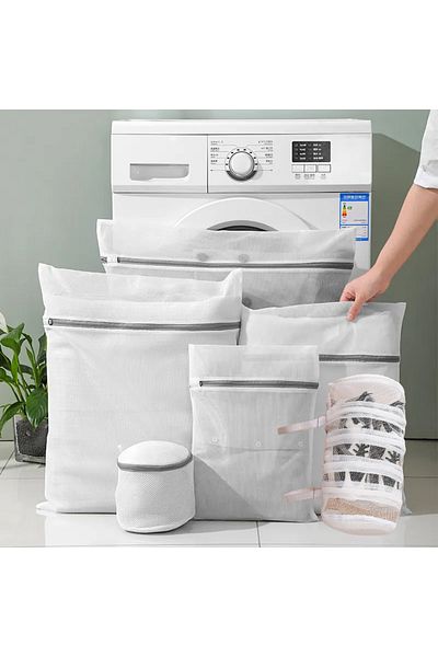 QuTek Set of 6 laundry bags, polyester, QuTek, multiple sizes, hidden zipper, clothes protection