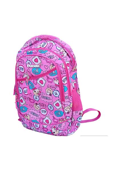 Durable School bag 4 compartments, 2 side pockets, girls, Multicolored pink, 45x30x13 cm