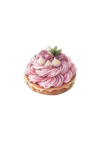 Reysa Tasarım Pink Cream Tartalet with Purple Grapes and Meringue