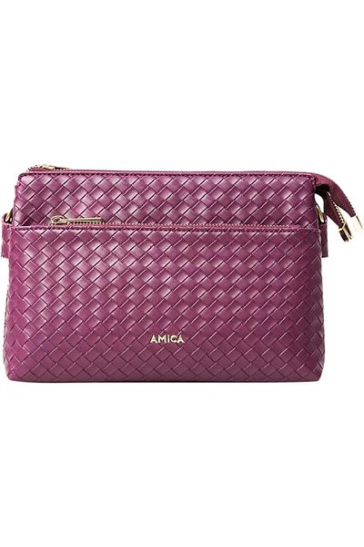 AMICA Lucia Weaved Leather Women’s Crossbody Handbag With Multiple Compartments