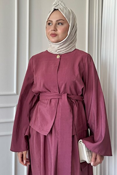 InStyle Wide Sleeve Modal Dusty Rose Skirt Suit