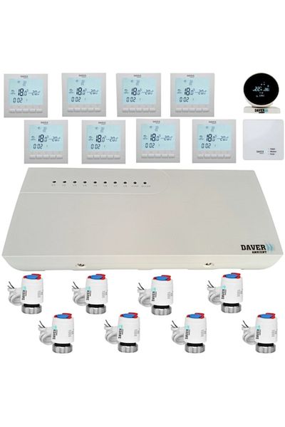 Daver Pachet automat UNIVERSAL WIFI cu termostate cu fir pentru încălzire de la distribuitor cu 8 zone