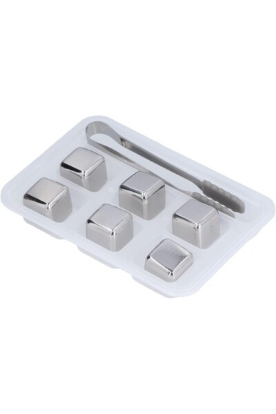 Genel Markalar 6'lı Çelik Metal Kaplama Viski Taşı Soğutma Buz Küpü - Lisinya