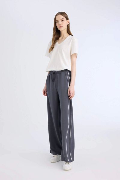 DeFacto D6668 Anthracite Straight Fit ίσιο πόδι με τσέπες μακρύ μήκος λεπτό αθλητικό παντελόνι