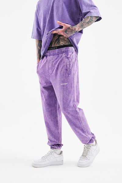 Machinist Men's Relaxed Washed New Purple Spotted Sweatpants