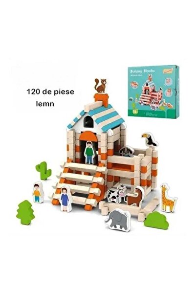 OEM Montessori wooden construction set with 107 pieces + 15 wooden minifigures, 3+