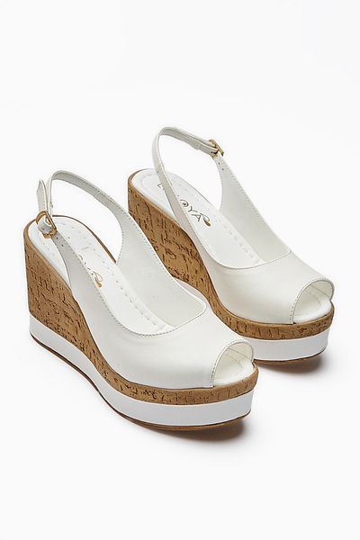 Limoya Jenny White Wedge Heeled Women's Shoes